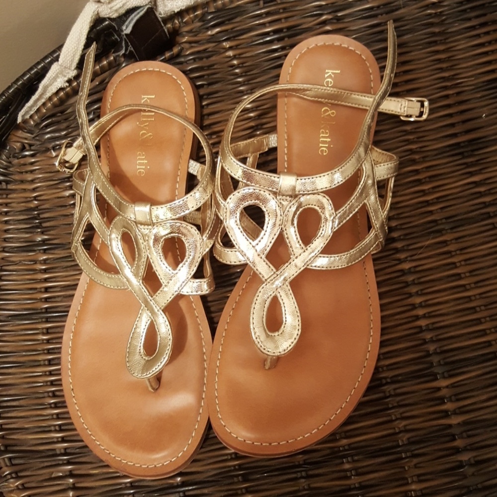 Kelly and Katie brown and gold sandals